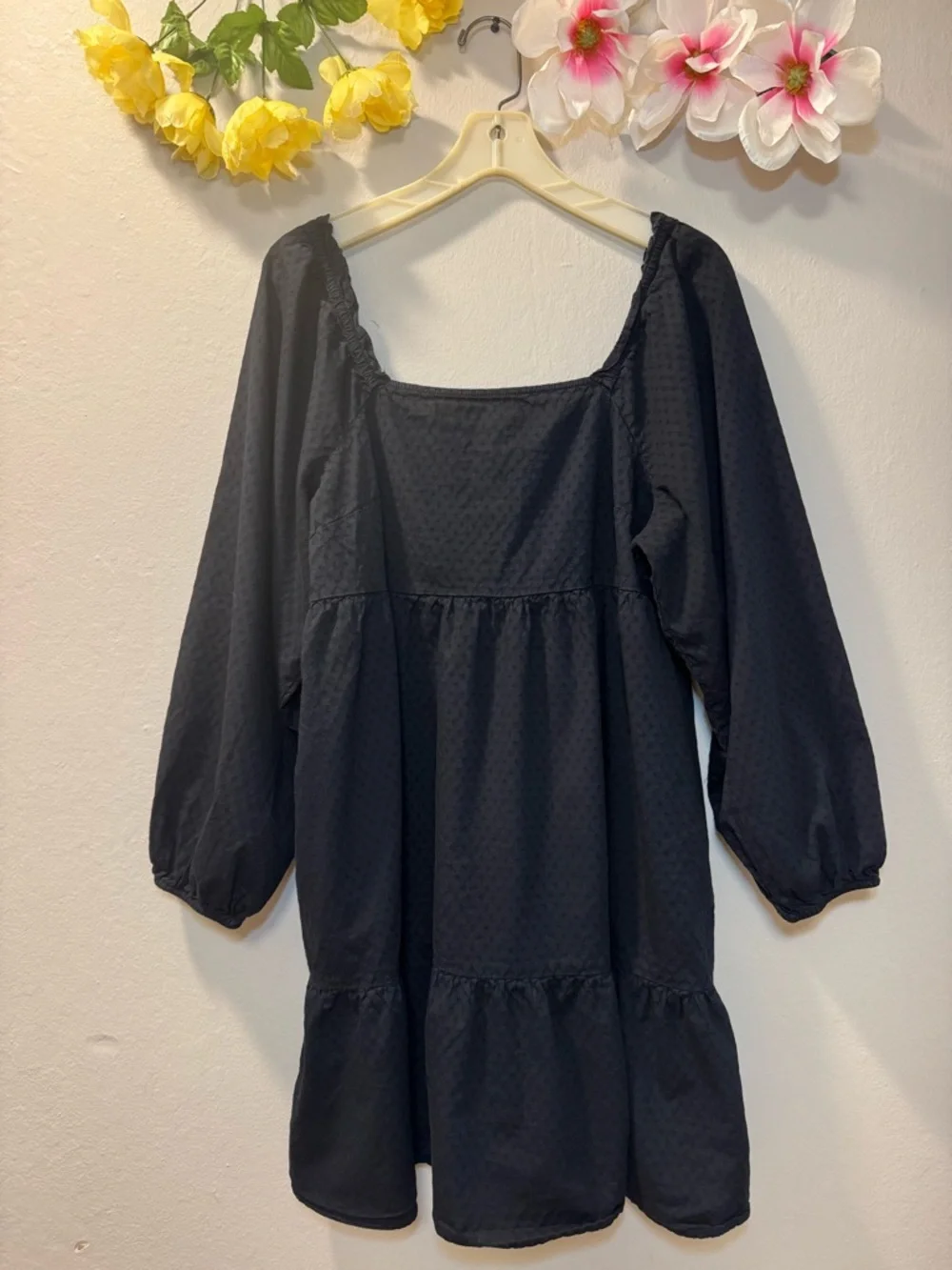 Universal Thread Black Square-Neck Mini Peasant Dress - Picture 1 of 10